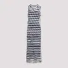 Sportmax Draped Sleeveless Long Dress With Layered Look In Riga Bianco Nero