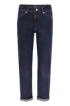 Sportmax Denim Trousers With Back Pockets And Contrast Stitching In Navy