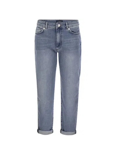 Sportmax Logo Patch Low Waist Jeans In Blue
