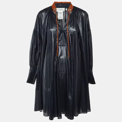 Sportmax Navy Blue Polyester Contrast Neck Detail Mini Dress