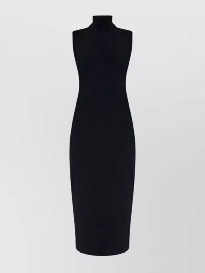 Sportmax Neckline Midi Dress Sleeveless Silhouette Back Pleat In Black