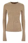 Sportmax Scuba Jersey Top With Crystals In Beige