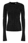 Sportmax All-over Embellished Crewneck Top In Black