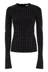 Sportmax All-over Embellished Crewneck Top In Black