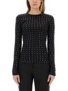 Sportmax All-over Embellished Crewneck Top In Black