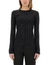 Sportmax Crystal Embellished Long Sleeve Top In Black