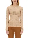 Sportmax Scuba Jersey Top With Crystals In Nude