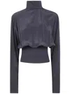 Sportmax High Neck Long Sleeve Ribbed Top In Black