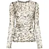 Sportmax Animalier Print Sheer Long Sleeve Top