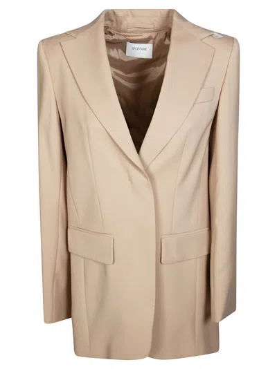 Sportmax Neutral Mela Pleated Back Blazer In Brown