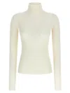 Sportmax Wool Ribbed Turtleneck Sweater In White