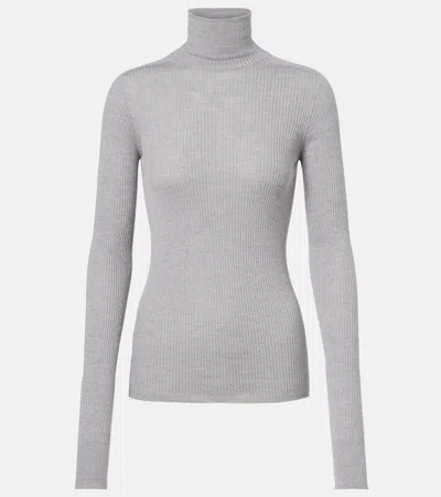 Sportmax Niagra Virgin Wool Turtleneck Sweater In Gray