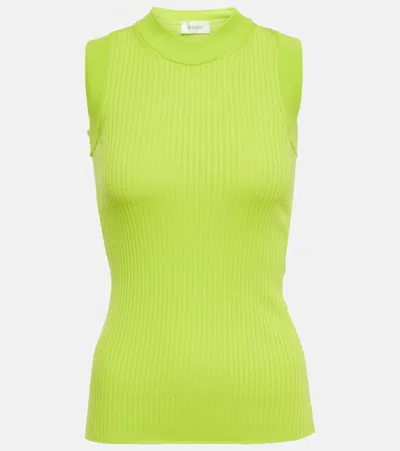 Sportmax Nido Ribbed-knit Cotton Tank Top In Green