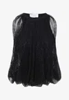 Sportmax Embellished Mesh And Jersey Top In Black