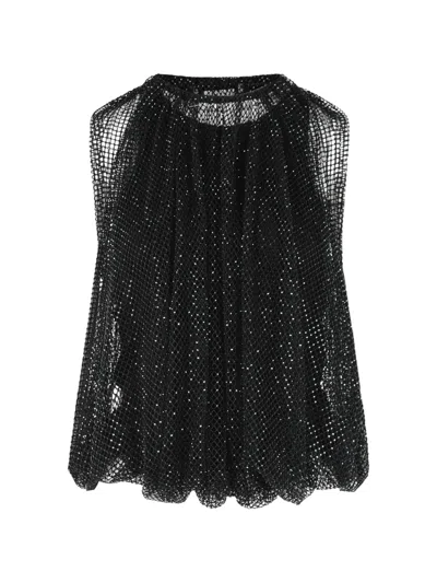 Sportmax Embellished Mesh And Jersey Top In Black