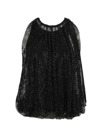 Sportmax Embellished Mesh And Jersey Top In Black