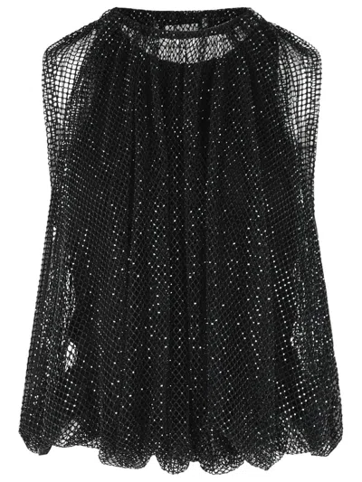 Sportmax Embellished Mesh And Jersey Top In Black