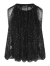 Sportmax Embellished Mesh And Jersey Top In Black