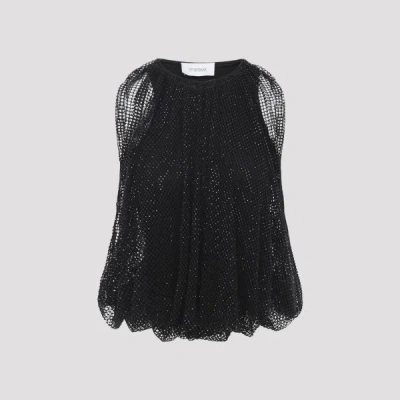 Sportmax Embellished Mesh And Jersey Top In Black