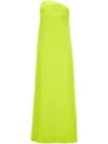 Sportmax Strapless Maxi Dress With Asymmetric Neckline And Front Slit In Green