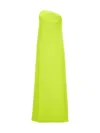 Sportmax Strapless Maxi Dress With Asymmetric Neckline And Front Slit In Green