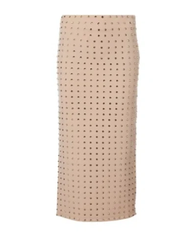 Sportmax Nome Crystal-embellished Midi Skirt In Neutral