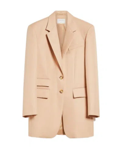 Sportmax Notched-lapels Single-breasted Blazer In Nude