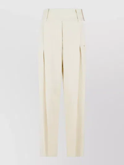 Sportmax Oblo High Waist Wide Leg Trousers In Neutral