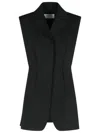 Sportmax Notched Lapels Cotton Vest In Black