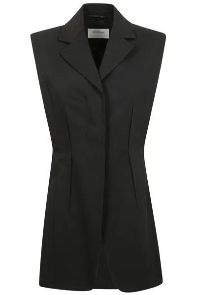 Sportmax Notched Lapels Cotton Vest In Black