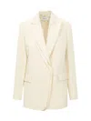 Sportmax Off White Solid Notched Lapel Blazer In Neutral