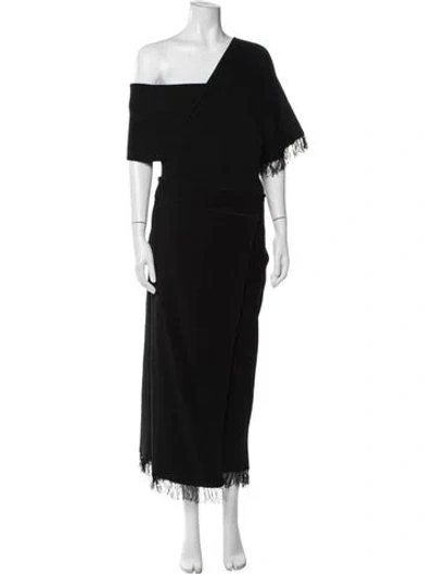 Pre-owned Sportmax Off-the-shoulder Long Dress In Black