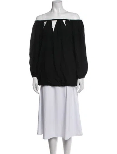 Pre-owned Sportmax Off-the-shoulder Long Sleeve Top In Black