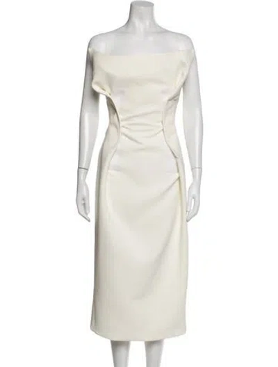 Pre-owned Sportmax Off-the-shoulder Midi Length Dress In White