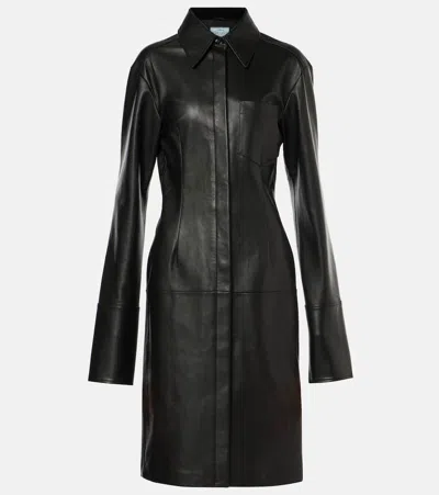 Sportmax Oidio Leather Coat In 002 Black