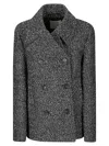 Sportmax Olaf Double Breast Wool Blend Short Coat In Gray