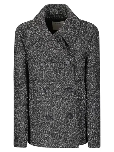 Sportmax Olaf Double Breast Wool Blend Short Coat In Gray