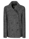 Sportmax Olaf Double Breast Wool Blend Short Coat In Gray