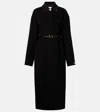 Sportmax Olio Belted Wool Long Coat In Black