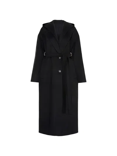 Sportmax Olmo Hooded Belted Coat In Black