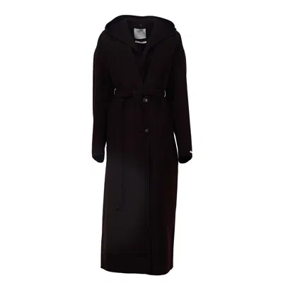 Sportmax Olmo Long Overfit Wool Belted Coat In Black