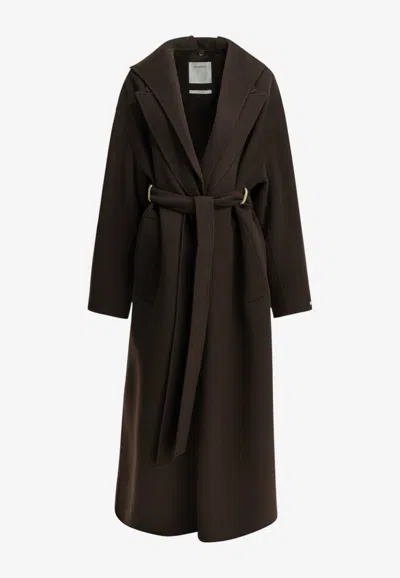 Sportmax Olmo Long Wool Coat In Brown
