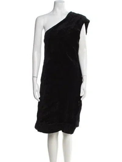 Pre-owned Sportmax One-shoulder Knee-length Dress W/ Tags In Black