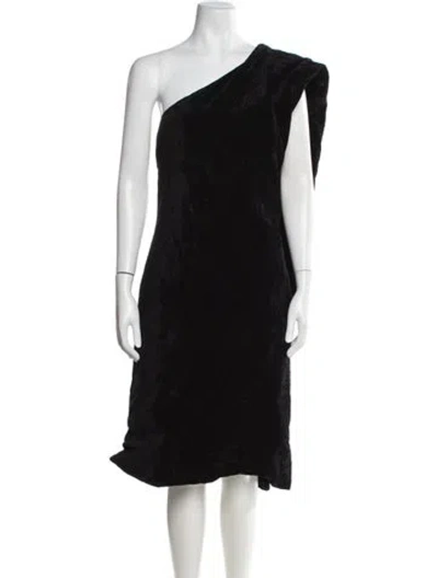 Pre-owned Sportmax One-shoulder Knee-length Dress W/ Tags In Black