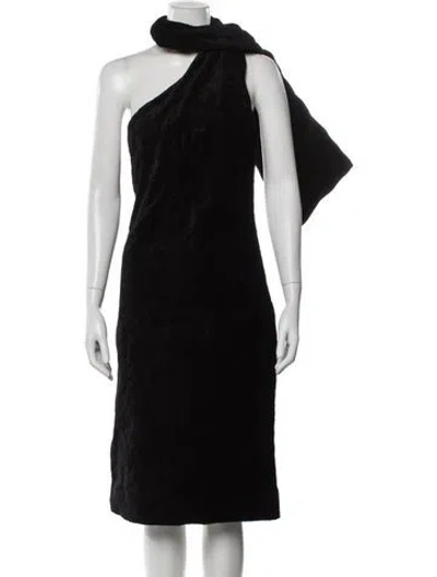 Pre-owned Sportmax One-shoulder Knee-length Dress W/ Tags In Black