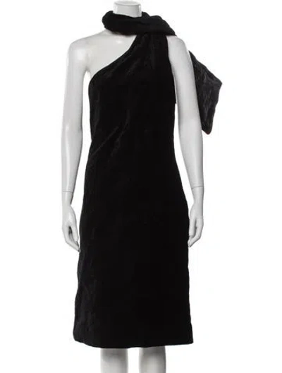 Pre-owned Sportmax One-shoulder Knee-length Dress W/ Tags In Black