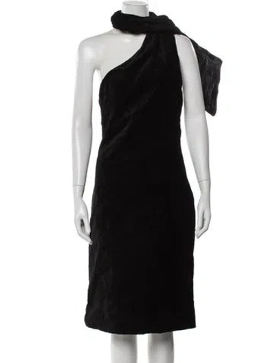 Pre-owned Sportmax One-shoulder Knee-length Dress W/ Tags In Black