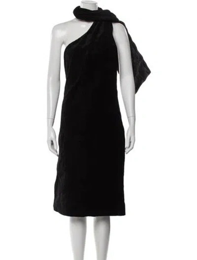 Pre-owned Sportmax One-shoulder Knee-length Dress W/ Tags In Black