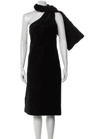 Pre-owned Sportmax One-shoulder Knee-length Dress W/ Tags In Black