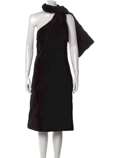 Pre-owned Sportmax One-shoulder Knee-length Dress W/ Tags In Black